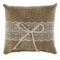 Coussin a alliance natruel en dentelle et jute