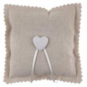 Coussin à alliances mariage champêtre naturel avec coeur décoratif (x1) REF/6921