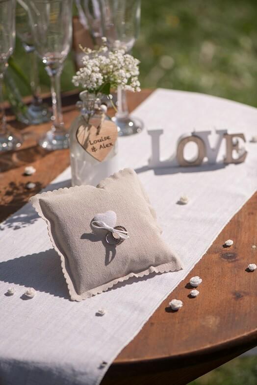 Coussin a alliance naturel champetre coeur