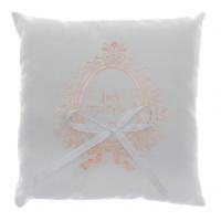 Coussin mariage just married blanc et rose gold