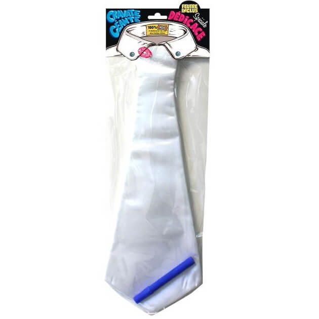 Cravate blanche dedicace pout cadeau adulte