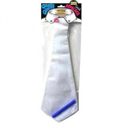 Cravate blanche dédicace pour cadeau de fête avec feutre (x1) REF/CRAV11
