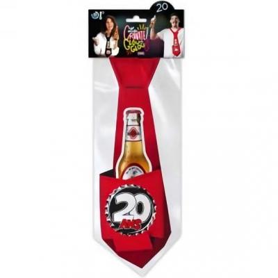 Cravate anniversaire 20ans rouge pour cadeau (x1) REF/CRAVG02R