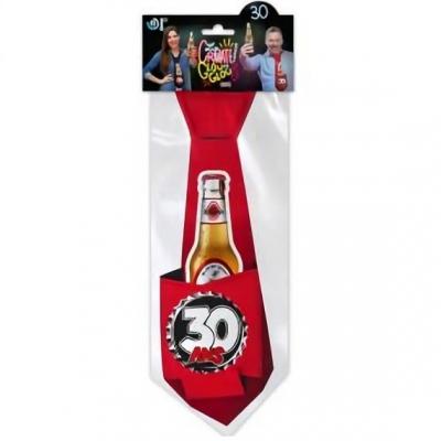 Cravate anniversaire 30ans rouge pour cadeau (x1) REF/CRAVG03R