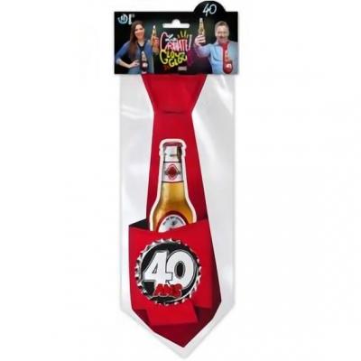 Cravate anniversaire 40ans rouge pour cadeau (x1) REF/CRAVG04R