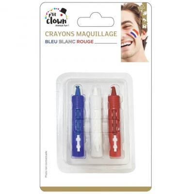 Maquillage crayon à l'eau France tricolore: bleu, blanc et rouge (x3) REF/22386