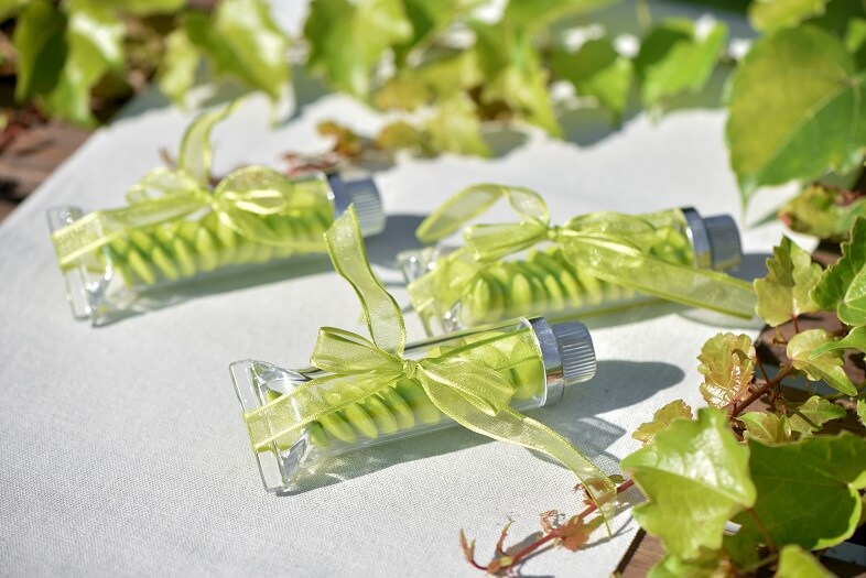 Creation de dragee avec ruban organdi vert