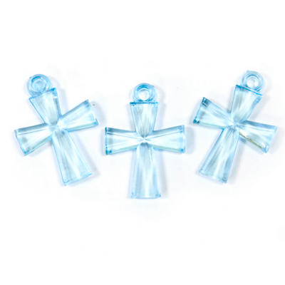 Croix translucide bleu turquoise