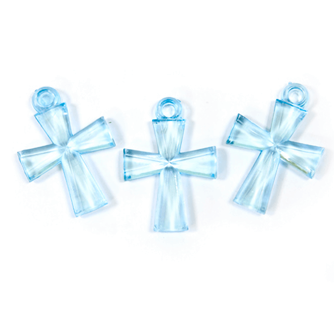 Croix translucide bleu turquoise