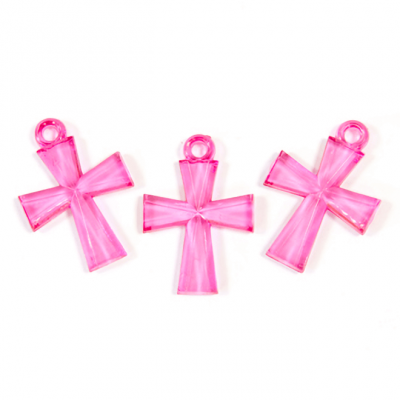 Croix translucide fuchsia