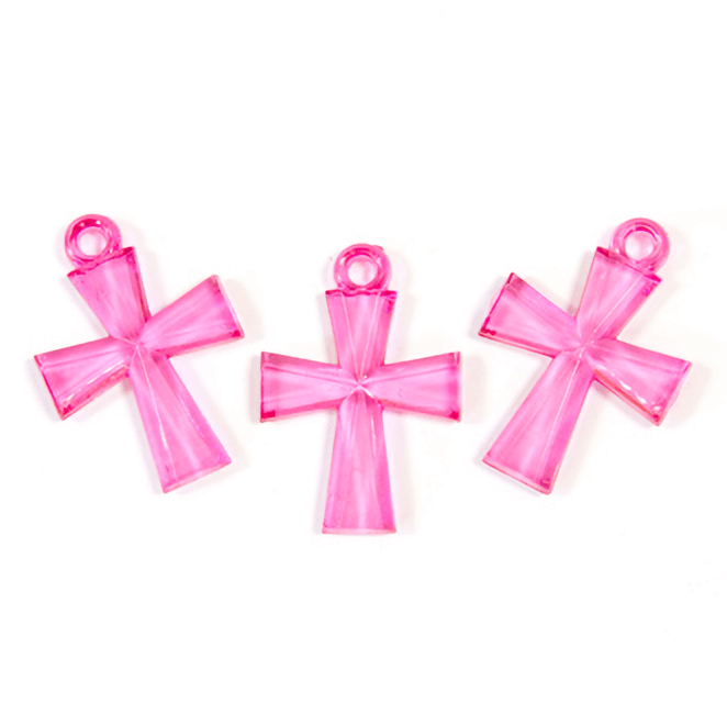 Croix translucide fuchsia