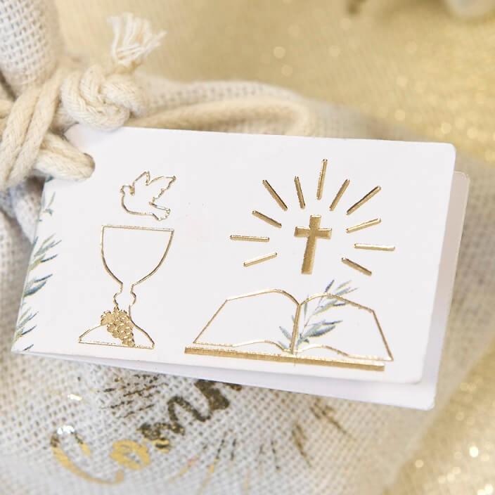 Ctc08145 etiquette a dragee communion blanc et dore or