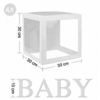 Cube decoratif pour ballons bebe baby shower naissance blanc