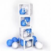 Cube decoratif pour ballons bebe baby shower naissance bleu