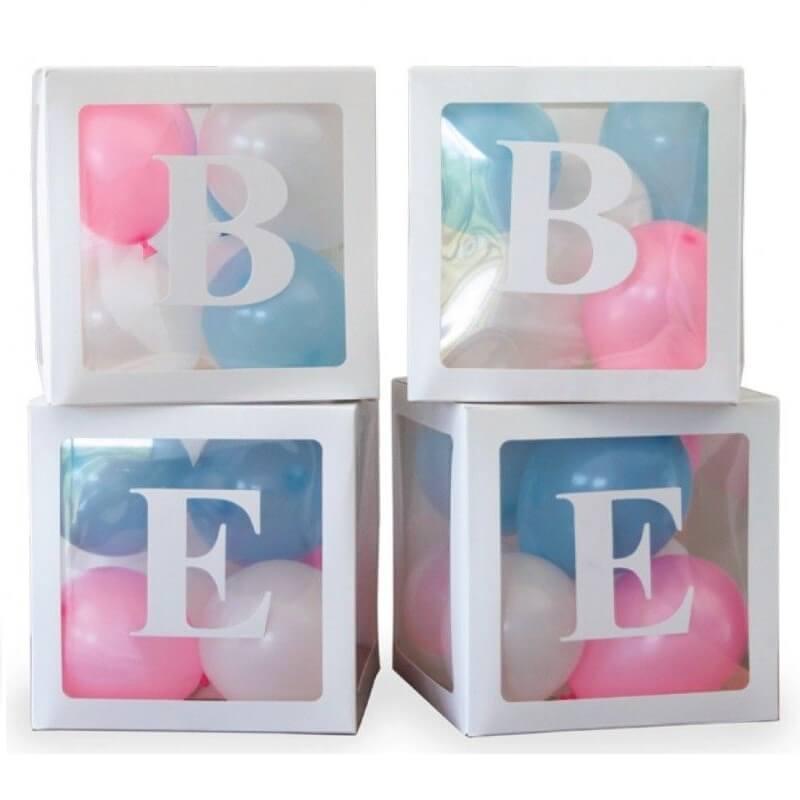 Cube decoratif pour ballons bebe baby shower naissance rose bleu