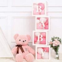 Cube decoratif pour ballons bebe baby shower naissance rose
