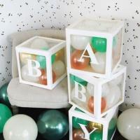 Cube decoratif pour ballons bebe baby shower naissance vert