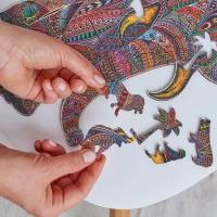 Ddecoration puzzle animal elephant en bois et art creatif
