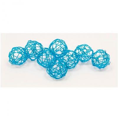 Dec476 decoration boule de rotin metallique bleu turquoise 2cm