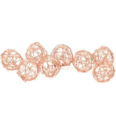Dec476 decoration boule de rotin metallique rose gold 2cm
