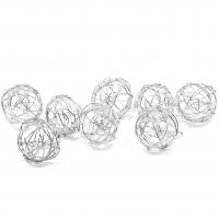 Dec476 decoration boule de rotin metallique argent 2cm