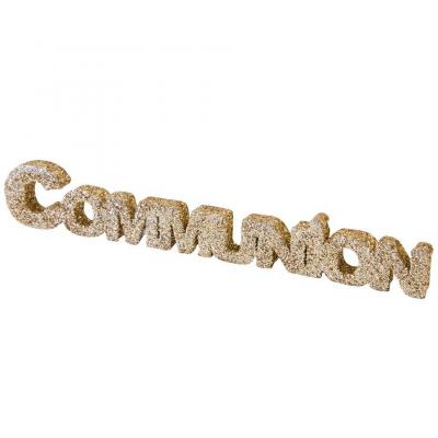 1 Lettre pailletée communion doré or 15,5cm pour décoration de table REF/DEC766