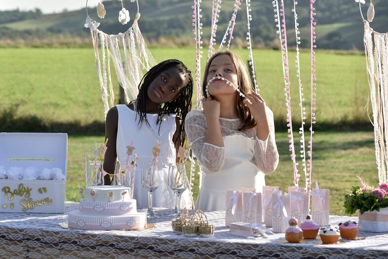 Decor de gateau baby shower rose