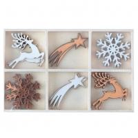 Decoration a parsemer de noel blanc et rose gold en bois