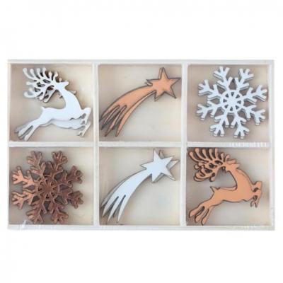 Decoration de table a parsemer de noel blanc et rose gold en bois