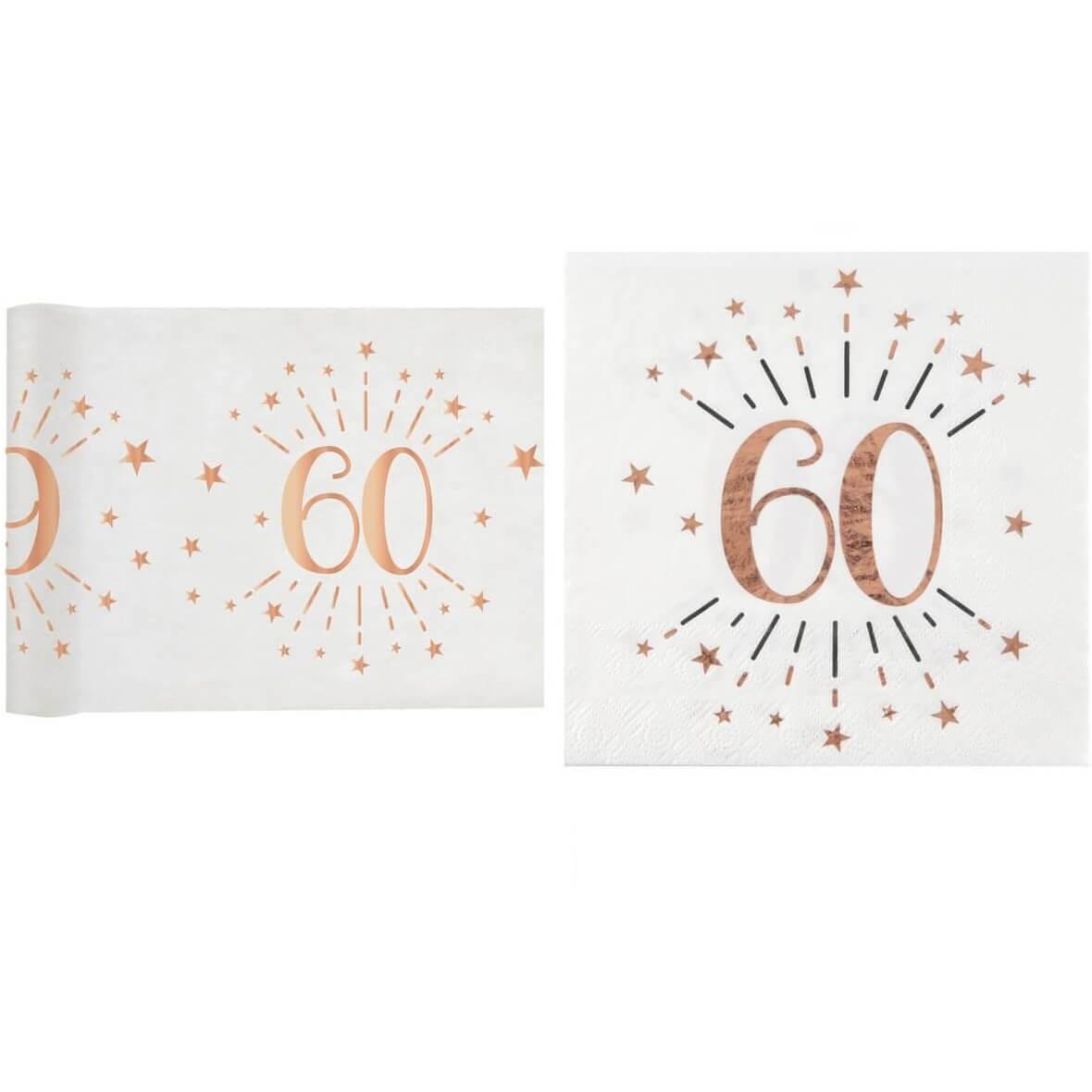 Decoration Anniversaire 60ans Avec Serviette Et Chemin De Table