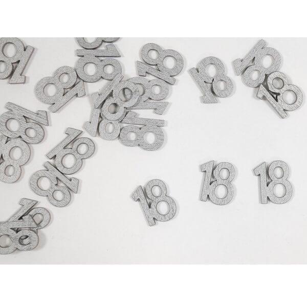 Decoration anniversaire a parsemer en bois 18ans argent