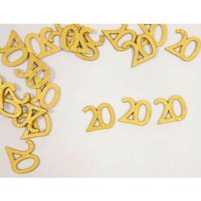 Décoration à parsemer anniversaire en bois 20 ans doré or 1.5 cm (x22) REF/DEK0701