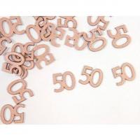 Decoration anniversaire a parsemer en bois 50ans rose gold