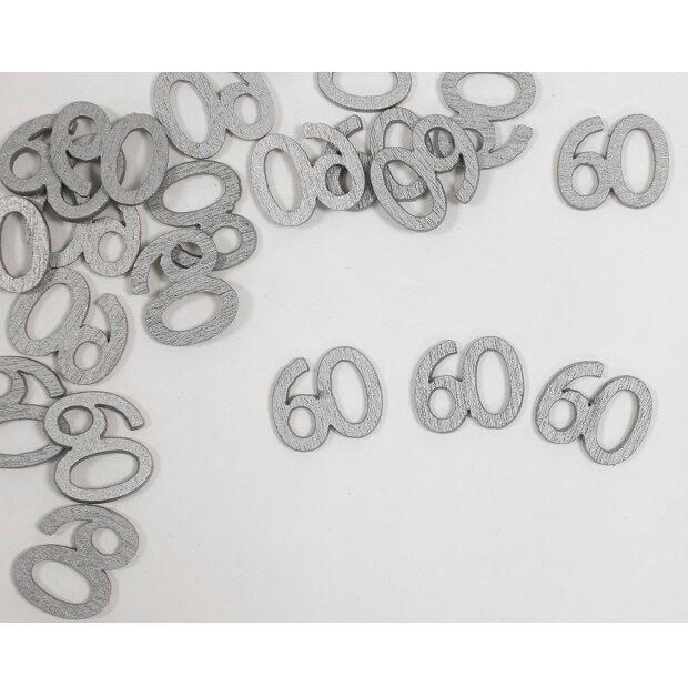 Decoration anniversaire a parsemer en bois 60ans argent