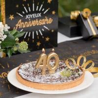 Decoration anniversaire avec lien bobine ruban bolduc dore