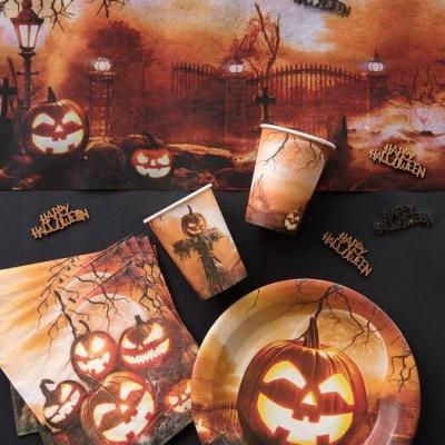 Decoration assiette halloween citrouille