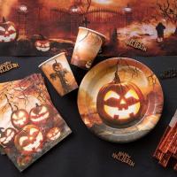 Decoration assiette halloween citrouille