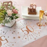 Decoration avec chemin de table 50ans blanc rose gold