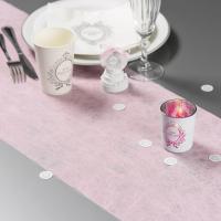 Decoration avec chemin de table fanon rose