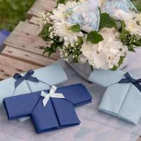 Decoration avec serviette de table airlaid bleu pale
