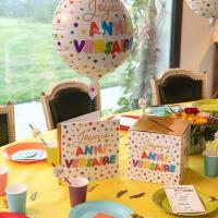 Decoration ballon aluminium joyeux anniversaire multicolore 45cm