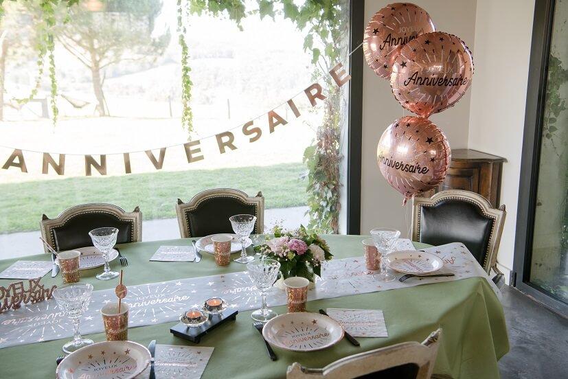 Decoration ballon aluminium joyeux anniversaire rose gold
