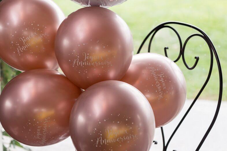 Decoration ballon en latex joyeux anniversaire rose gold