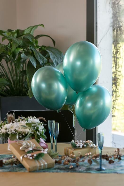 Decoration ballon metallique 30cm latex vert sauge olive