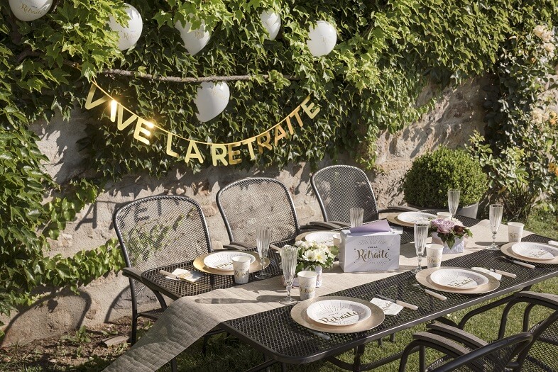 Decoration banderole vive la retraite or