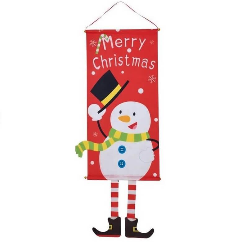 Bonhomme de neige de Noël, porte, bannière, décoration, Noël, porte,  couverture, fond