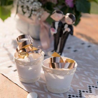 Emballage bobine ruban bolduc rose gold metallique