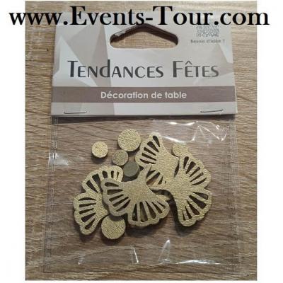 Decoration de table en bois ginkgo a parsemer
