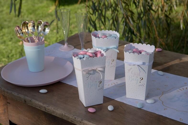 Decoration boite cornet gourmandise boy and girl baby shower