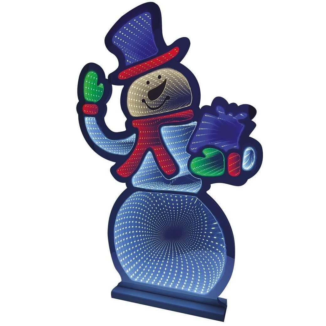 Decoration bonhomme de neige lumineux led miroir